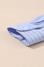 Load image into Gallery viewer, Green Stripe Button Up Oversized Casual Shirt - Fashion Queen - 26