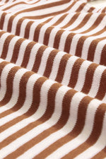 Load image into Gallery viewer, Fiery Red Contrast Trimmed Striped Drop Shoulder Sweater - Fashion Queen