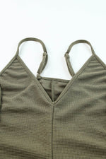 Load image into Gallery viewer, Black Textured Sleeveless V-Neck Pocketed Casual Jumpsuit - Fashion Queen