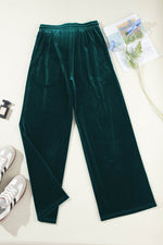 Load image into Gallery viewer, Black Solid Drawstring Waist Wide Leg Pants - Fashion Queen