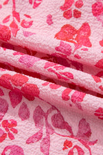 Load image into Gallery viewer, Pink Floral Puff Sleeve Split Neck Lightweight Blouse - Fashion Queen - 10