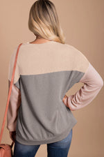 Load image into Gallery viewer, Multicolor Color Block Long Sleeve Ribbed Loose Top - Fashion Queen -  2