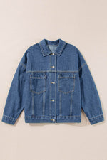 Load image into Gallery viewer, Light Blue Washed Oversize Pocketed Denim Jacket - Fashion Queen