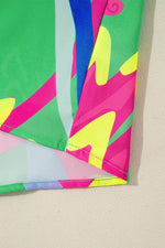 Load image into Gallery viewer, Black Abstract Print Ruffled Sleeve Buttoned V Neck Blouse - Fashion Queen