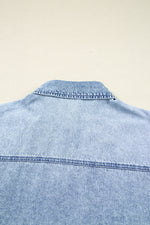 Load image into Gallery viewer, Beau Blue Chest Pocket Raw Hem Denim Loose Shirt Dress