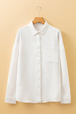 Load image into Gallery viewer, White Pure Color Patch Pocket Shirt