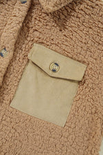 Load image into Gallery viewer, Blue Contrast Flap Pocket Single Breasted Teddy Coat - Fashion Queen