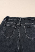 Load image into Gallery viewer, Dark Blue Plain Seam Detail Flared Bottom Ankle Length Jeans