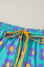 Load image into Gallery viewer, Pink Flower Print Long Sleeve Shirt Shorts Pajamas Set - Fashion Queen