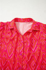 Load image into Gallery viewer, Strawberry Pink Western Aztec Geometric Ruffled 3/4 Sleeve Shirt