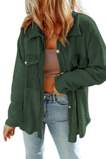 Load image into Gallery viewer, Black Contrast Flap Pockets Relaxed Shacket - Fashion Queen