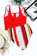 Load image into Gallery viewer, Black Square Neck Sleeveless Fashion Print Tankini Set - Fashion Queen