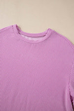 Load image into Gallery viewer, Carbon Grey Corded Knit Long Sleeve Top and High Waist Shorts Set - Fashion Queen