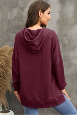 Load image into Gallery viewer, Gray Waffle Knit Fleece Lined High Low Oversized Hoodie - Fashion Queen