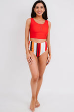 Load image into Gallery viewer, Black Square Neck Sleeveless Fashion Print Tankini Set - Fashion Queen