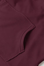 Load image into Gallery viewer, Gray Waffle Knit Fleece Lined High Low Oversized Hoodie - Fashion Queen