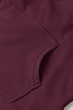 Load image into Gallery viewer, Gray Waffle Knit Fleece Lined High Low Oversized Hoodie - Fashion Queen