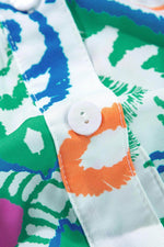 Load image into Gallery viewer, White Printed Tribal Bracelet Sleeve Buttoned Mini Dress - Fashion Queen