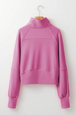 Load image into Gallery viewer, Bonbon Fleece Lined Zip Up Stand Collar Thumbhole Sleeve Sweatshirt - Fashion Queen