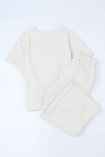 Load image into Gallery viewer, Black Textured Loose Fit T Shirt and Drawstring Pants Set - Fashion Queen