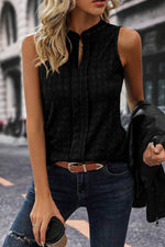 Load image into Gallery viewer, Light French Beige Lattice Textured Split Neck Tank Top - Fashion Queen