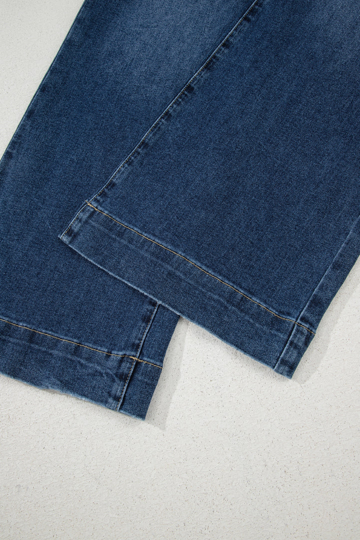 Sky Blue Cropped High Rise Wide Leg Jeans - Fashion Queen -  16