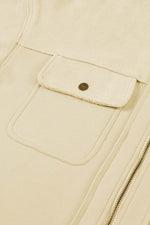 Load image into Gallery viewer, Black Flap Pocket Drawstring Hood Zip Up Jacket - Fashion Queen