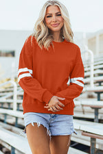 Load image into Gallery viewer, Fiery Red Varsity Striped Detail Drop Shoulder Oversized Sweatshirt