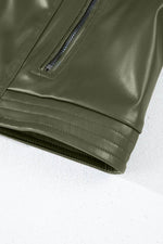 Load image into Gallery viewer, Black Solid Faux Leather Zipper Slim Fit Bomber Jacket - Fashion Queen