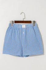 Load image into Gallery viewer, blue Red Plaid Gingham Printed High Waist Shorts - Fashion Queen - 4