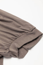 Load image into Gallery viewer, Fern Green Notched Neck Pleated Puff Sleeve Shift T-shirt Dress - Fashion Queen