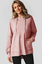 Load image into Gallery viewer, Gray Waffle Knit Fleece Lined High Low Oversized Hoodie - Fashion Queen