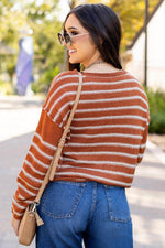 Load image into Gallery viewer, Sky Blue Stripe Drop Shoulder Casual Sweater - Fashion Queen