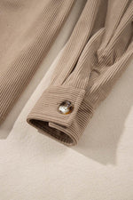 Load image into Gallery viewer, Black Hooded Drawstring Pockets Corduroy Shacket - Fashion Queen