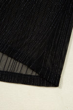 Load image into Gallery viewer, Black Plus Size Shimmer Textured Mesh Fitted Long Sleeve Top