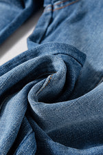 Load image into Gallery viewer, Sail Blue High Waist Button Fly Seamed Raw Hem Flare Jeans