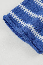 Load image into Gallery viewer, Sky Blue Stripe Drop Shoulder Casual Sweater - Fashion Queen