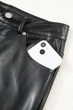 Load image into Gallery viewer, Black Faux Leather Side Slit Maxi Skirt