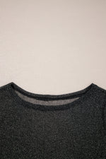Load image into Gallery viewer, Black Metallic Glitter Mesh Long Sleeve Top - Fashion Queen -  6