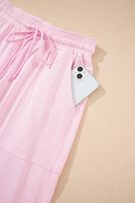 Load image into Gallery viewer, Lilac Drawstring Waist Patchwork Solid Color Jogger Pants