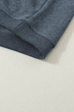 Load image into Gallery viewer, Black Solid Ribbed Knit Round Neck Pullover Sweatshirt - Fashion Queen