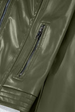 Load image into Gallery viewer, Black Solid Faux Leather Zipper Slim Fit Bomber Jacket - Fashion Queen