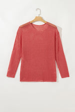 Load image into Gallery viewer, Coral Crochet Hollow-out Jumper Top Sweater
