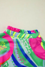 Load image into Gallery viewer, Black Abstract Print Ruffled Sleeve Buttoned V Neck Blouse - Fashion Queen