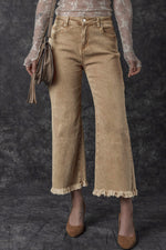 Load image into Gallery viewer, Peach Blossom Acid Washed High Rise Cropped Wide Leg Jeans