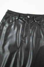 Load image into Gallery viewer, Black Faux Leather Side Slit Maxi Skirt