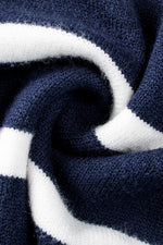 Load image into Gallery viewer, Blue Striped O-ring Zip Collared Loose Sweater Mini Dress - Fashion Queen - 19