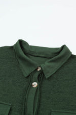 Load image into Gallery viewer, Black Contrast Flap Pockets Relaxed Shacket - Fashion Queen