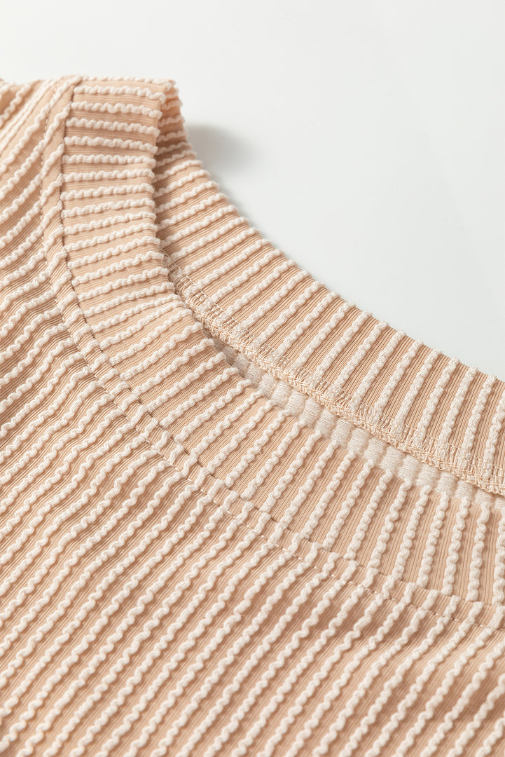 Multicolor Color Block Long Sleeve Ribbed Loose Top