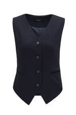 Load image into Gallery viewer, Black Solid Color Button up V Neck Suit Vest - Fashion Queen